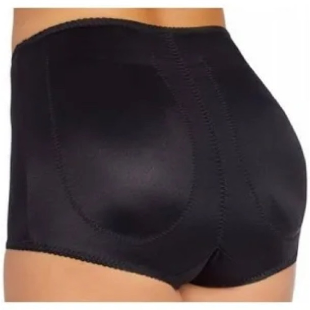 NEW Rago Shapewear 914 MED Padded Rear Tummy Shaper Panties Black Satin Briefs